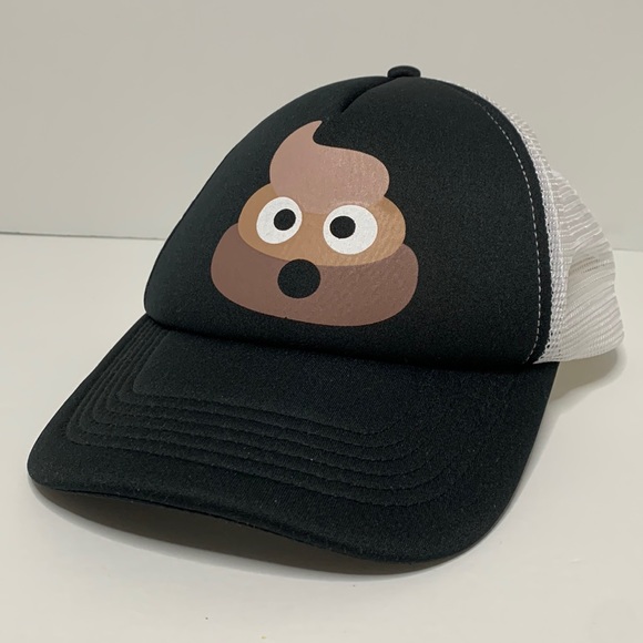 Black and White Trucker Hat with 💩 Emoji 🆕 - Picture 7 of 15